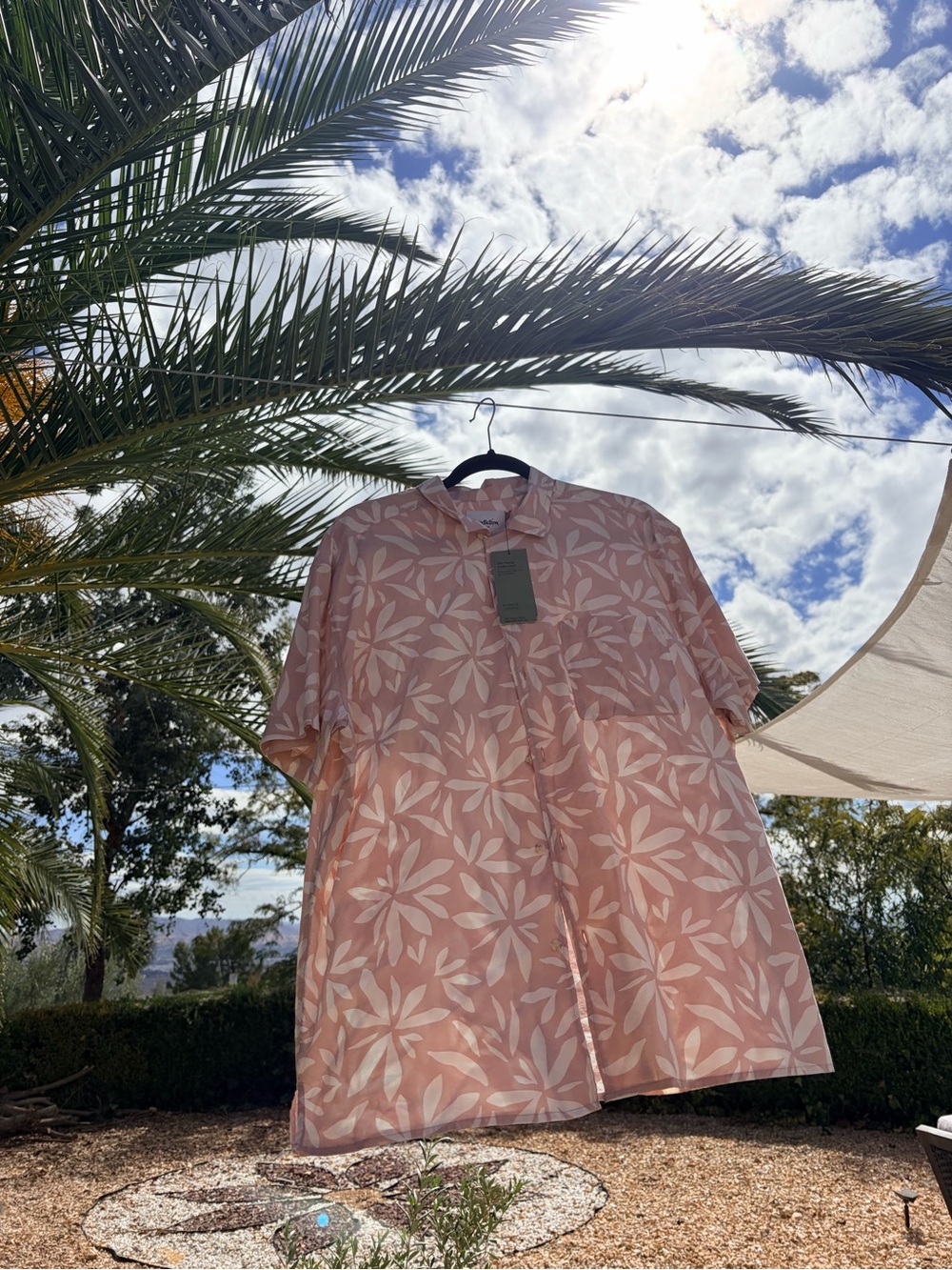 Goodfellow & Co Pink and White Floral Short-Sleeve Button-Down Shirt